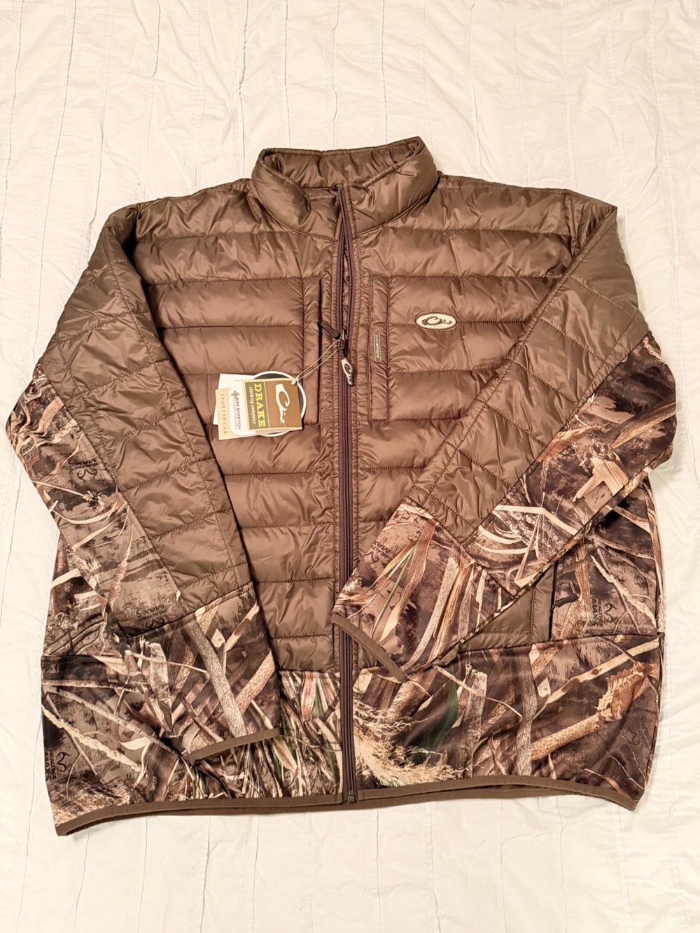 Drake Brown Quilted Puffer Jacket with Camouflage Accents